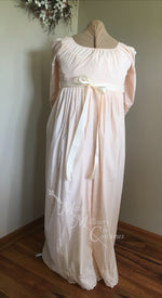 Load image into Gallery viewer, Peach Cotton Jane Austen Regency Day Dress Round Gown
