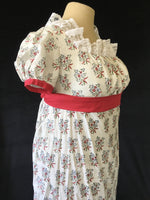 Load image into Gallery viewer, Red Berry Block Print Cotton Jane Austen Regency Day Dress Gown
