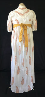 Load image into Gallery viewer, Pumpkin Danish Block Print Cotton Jane Austen Regency Day Dress Gown
