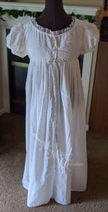 Swiss Dot Cotton Lawn Jane Austen Regency Day Dress Gown
