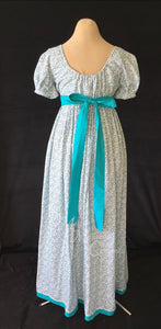 Bib front Print Cotton Jane Austen Regency Day Dress Gown