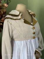 Load image into Gallery viewer, Natural &amp; Gold SHAWNA Regency Jane Austen Day Dress Spencer Short Jacket Pelisse
