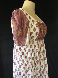 Cotton Sari Regency Day Dress in Mauve Pink