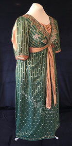 Green Bronze Plus Size Regency Jane Austen Ball Gown Evening Dress in silk dupioni & sari silk