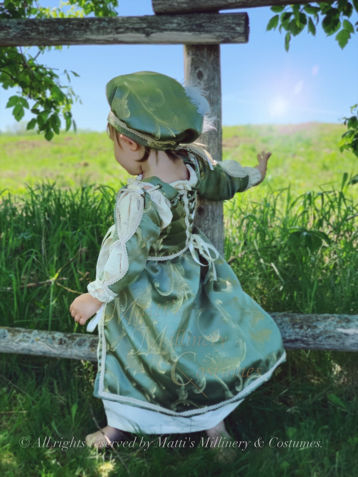 Childrens Renaissance Lil’ Ren Medieval Renaissance Court Outfit with chemise, overdress and muffin cap CUSTOM size and color