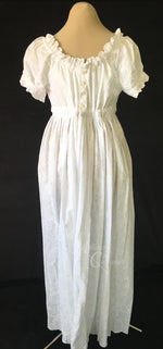 Load image into Gallery viewer, White Elegant Eyelet Cotton Regency Jane Austen Day Dress Gown
