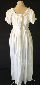 White Elegant Eyelet Cotton Regency Jane Austen Day Dress Gown