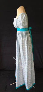 Bib front Print Cotton Jane Austen Regency Day Dress Gown