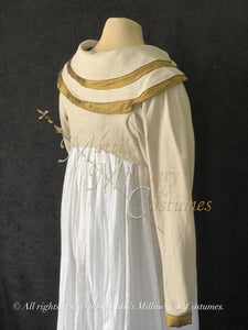 Natural & Gold SHAWNA Regency Jane Austen Day Dress Spencer Short Jacket Pelisse