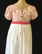 Load image into Gallery viewer, Pink Illusion Block Print Cotton Regency Jane Austen Day Dress Gown
