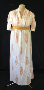 Pumpkin Danish Block Print Cotton Jane Austen Regency Day Dress Gown