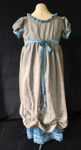 Gray Turquoise Jane Austen Regency Day Dress Gown
