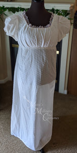 Swiss Dot Cotton Lawn Jane Austen Regency Day Dress Gown