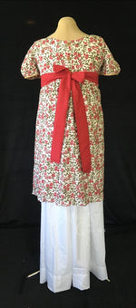 Load image into Gallery viewer, Red White Madeline Block Print Cotton Jane Austen Regency Day Dress Gown
