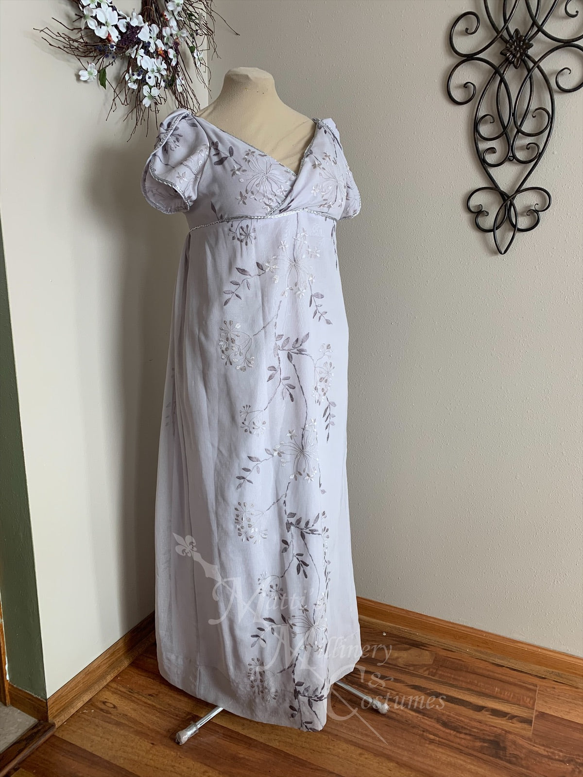 Gray Lady Bridgerton Crossover Regency Jane Austen Ball Gown Evening Dress in silk dupioni & sari silk