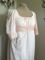 Load image into Gallery viewer, Peach Cotton Jane Austen Regency Day Dress Round Gown

