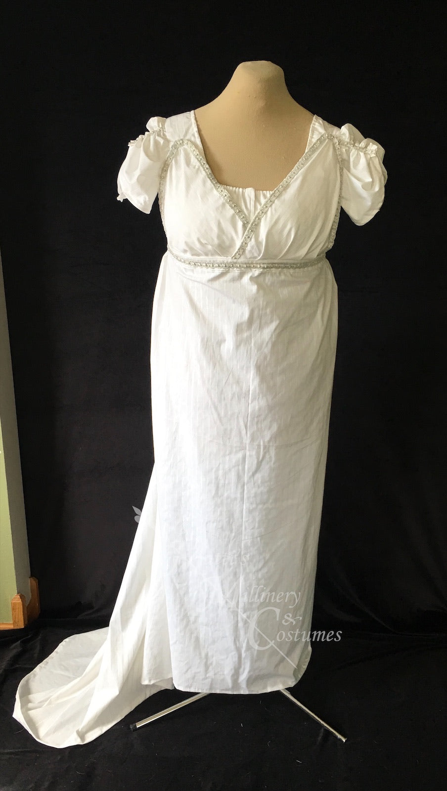 White Cotton Jane Austen Regency Drop Front Day Dress
