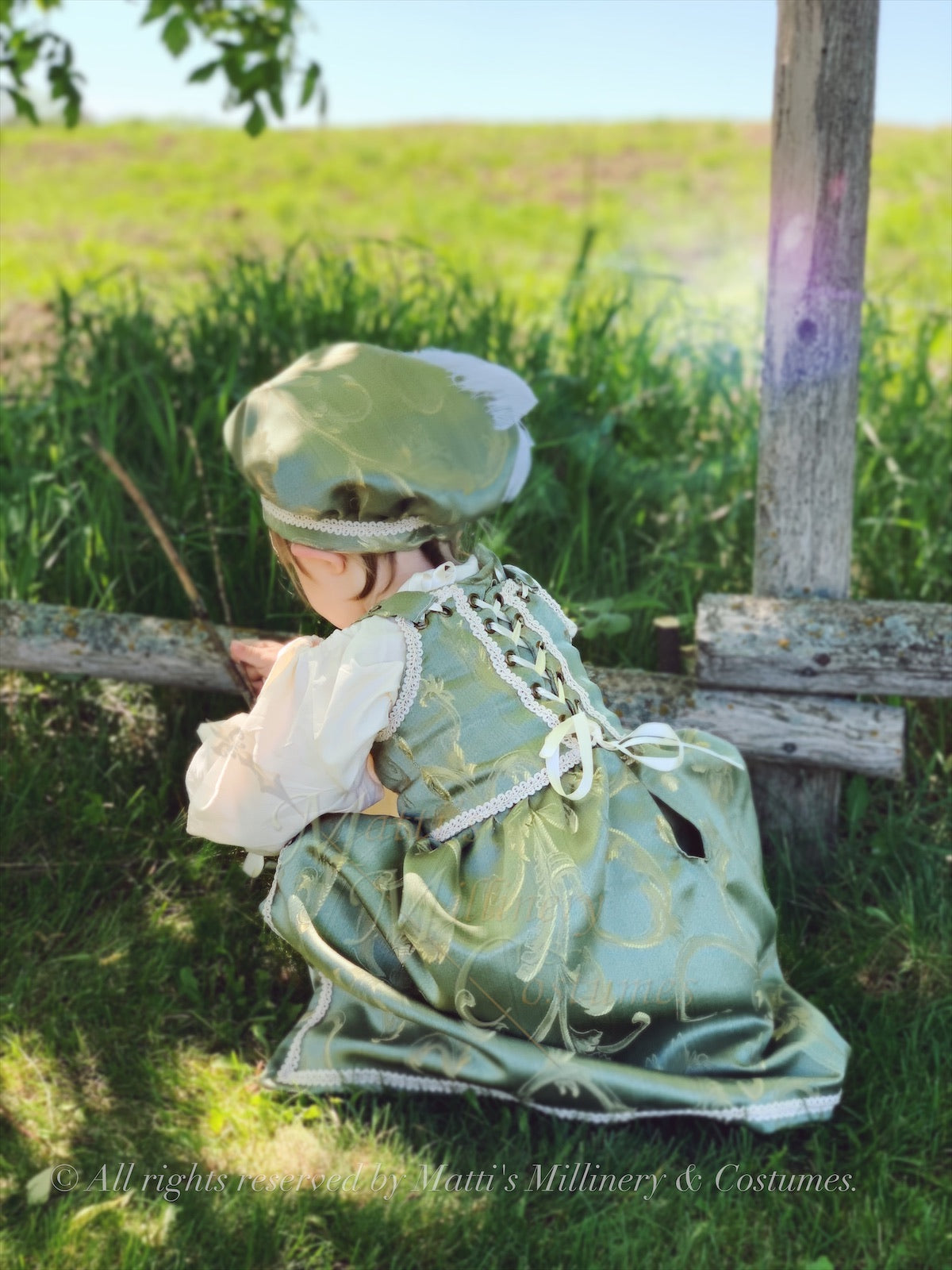 Childrens Renaissance Lil’ Ren Medieval Renaissance Court Outfit with chemise, overdress and muffin cap CUSTOM size and color