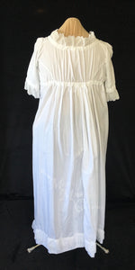 Magic White 1790s Round Gown Jane Austen Regency Day Dress in cotton