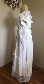 Load image into Gallery viewer, White Elegant Cotton Regency Jane Austen Day Dress Gown
