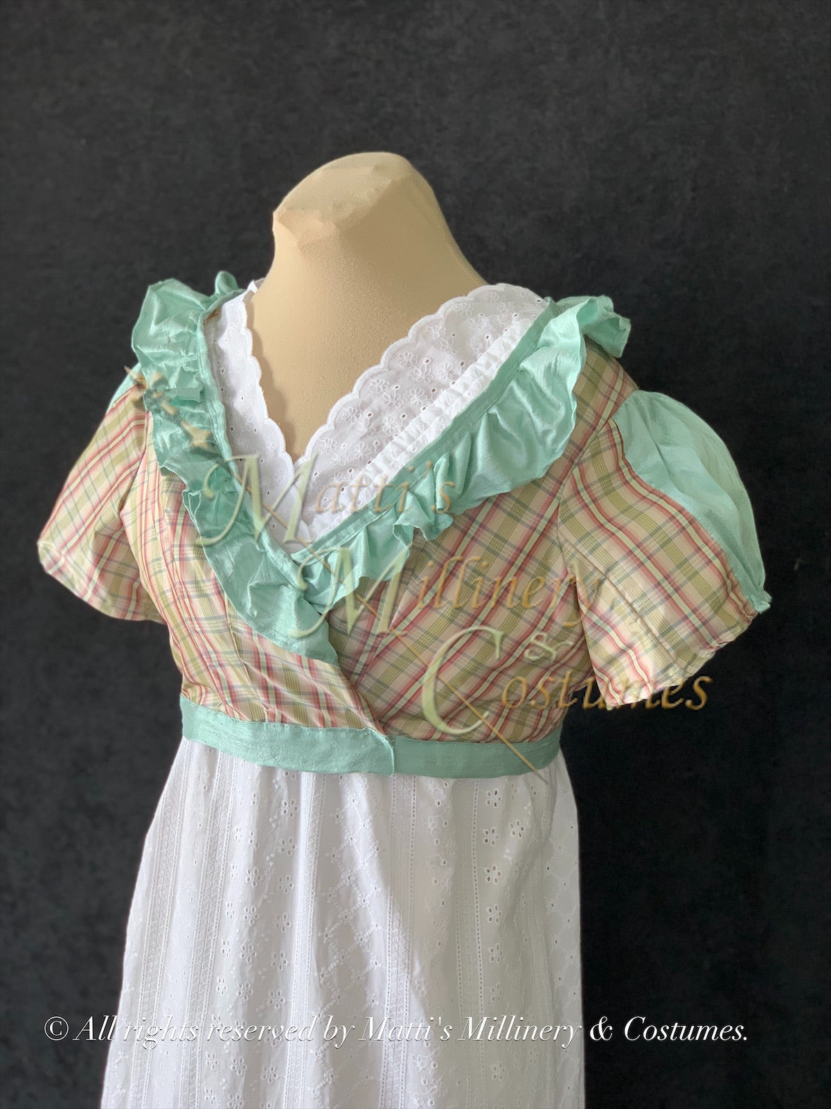 Plaid Crossover Regency Jane Austen Day Dress Spencer Short Jacket Pelisse