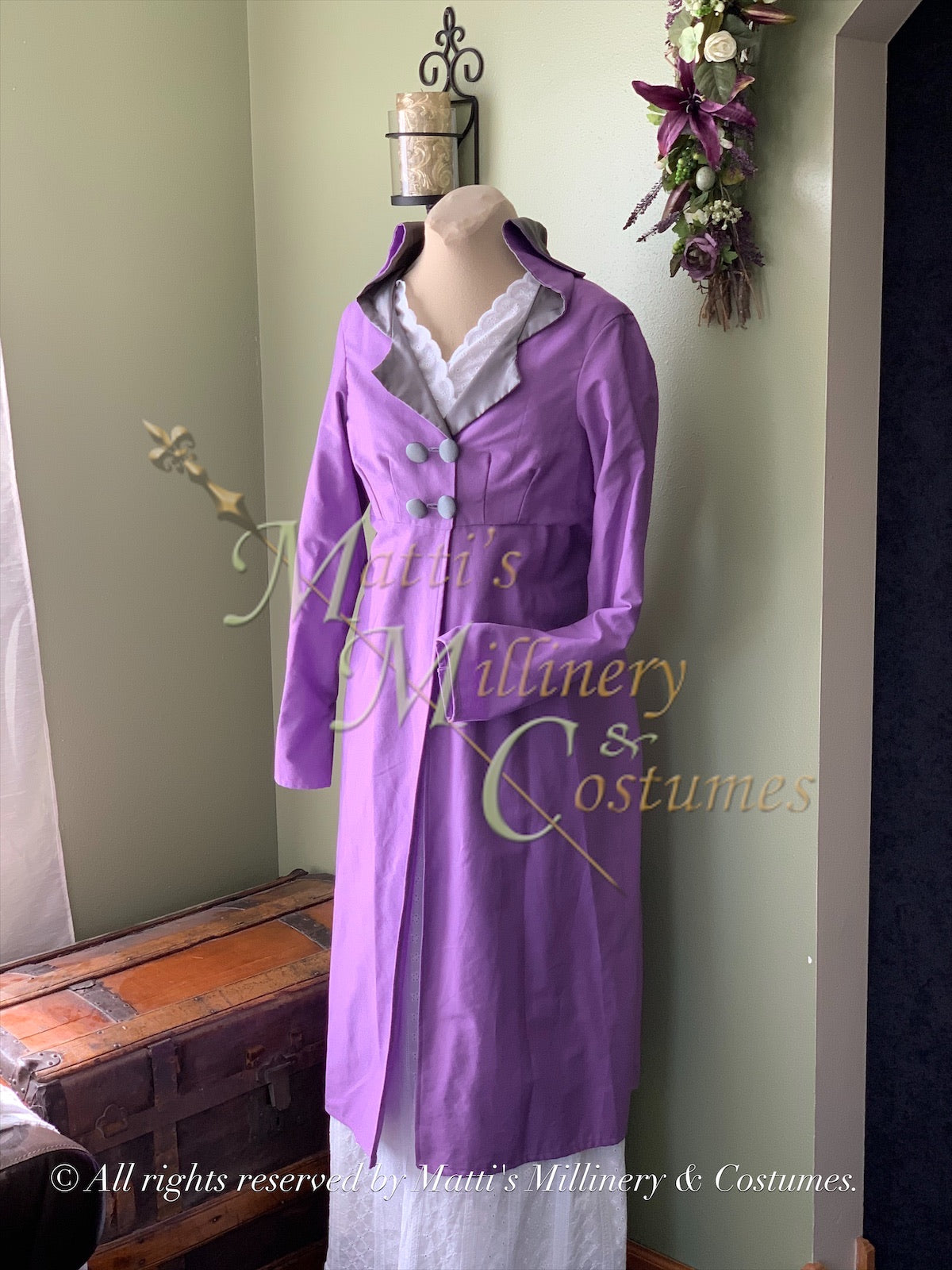 Purple Silver Regency Jane Austen Day Dress Spencer Short Jacket Pelisse