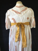 Load image into Gallery viewer, Pumpkin Danish Block Print Cotton Jane Austen Regency Day Dress Gown
