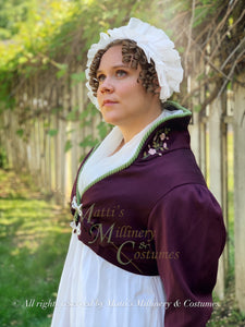 Elliot Burgundy silk embroidered spencer Regency Jane Austen Day Dress Spencer Short Jacket Pelisse