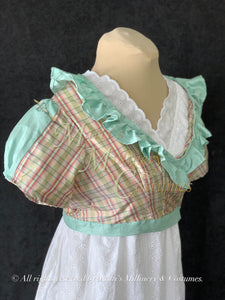 Plaid Crossover Regency Jane Austen Day Dress Spencer Short Jacket Pelisse