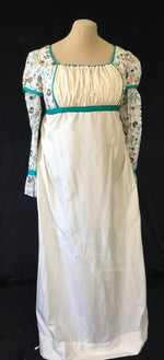 Load image into Gallery viewer, Teal Madeline Block Print Cotton Jane Austen Regency Day Dress Gown
