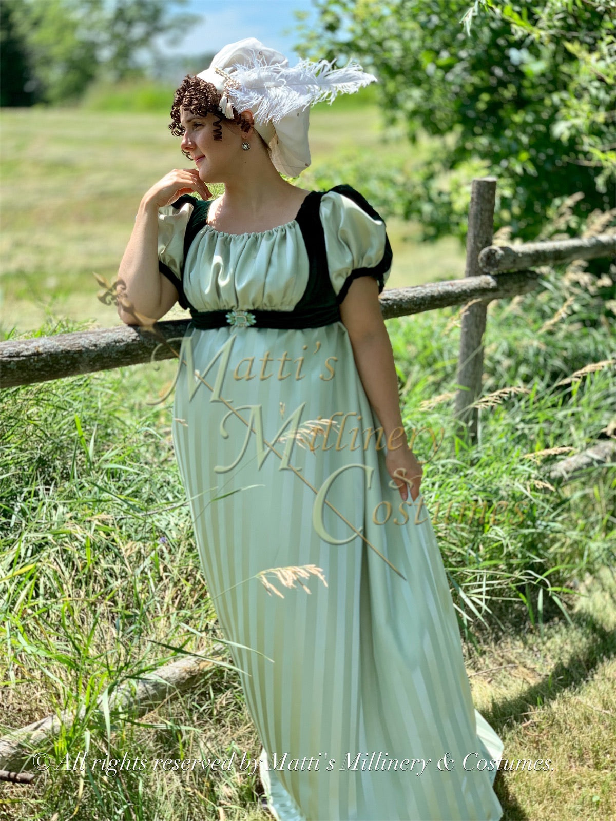 Green Cassandra Regency Jane Austen Evening Dress Gown Matti's Millinery & Costumes Green Cassandra Regency Jane Austen Evening Dress Gown Matti's Millinery & Costumes