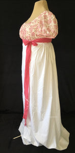 Pink Illusion Block Print Cotton Regency Jane Austen Day Dress Gown