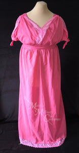 Fuchsia Pink Cotton Jane Austen Regency Drop Front Day Dress