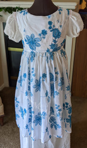 Embroidered Cotton Teal Regency Jane Austen Day Dress Open Robe Pelisse