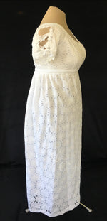Load image into Gallery viewer, Daisy White Elegant Eyelet Cotton Regency Jane Austen Day Dress Gown
